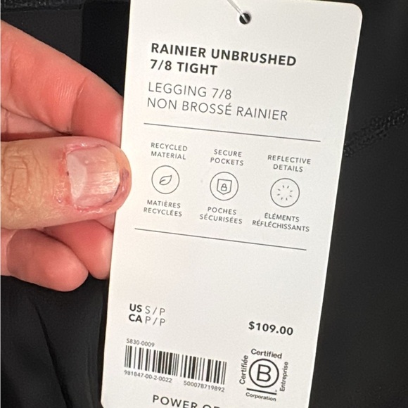 Athleta Rainier Unbrushed 7/8 Tight // Black - Picture 9 of 9